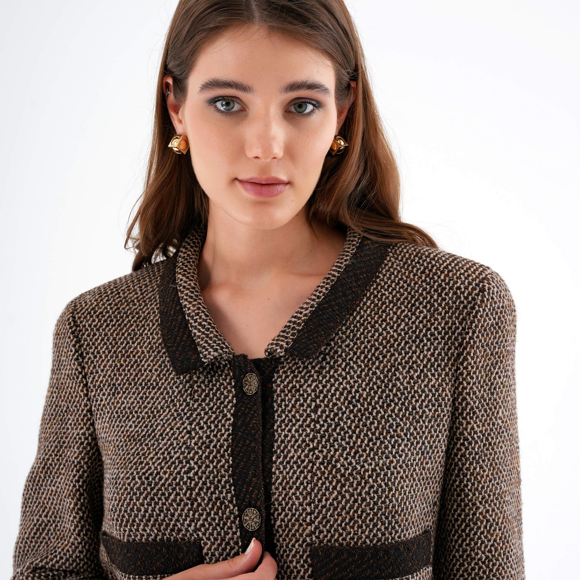 Chanel - 98A Vintage Brown Wool Classic Jacket FR46